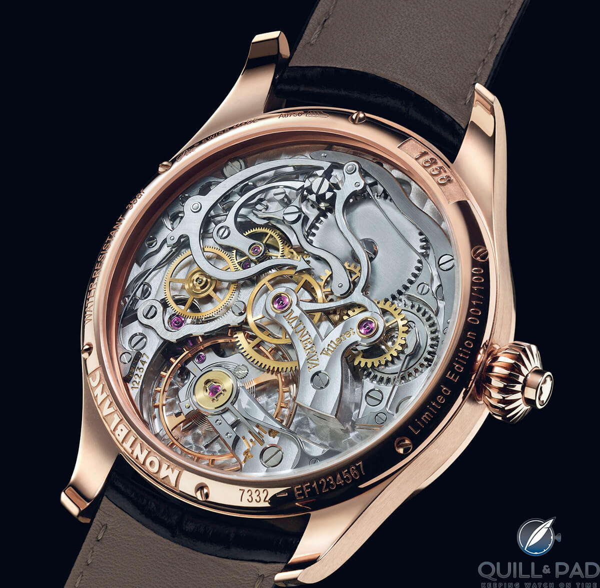 Spectacular view through the display back of a 1858 Chronograph Tachymeter
