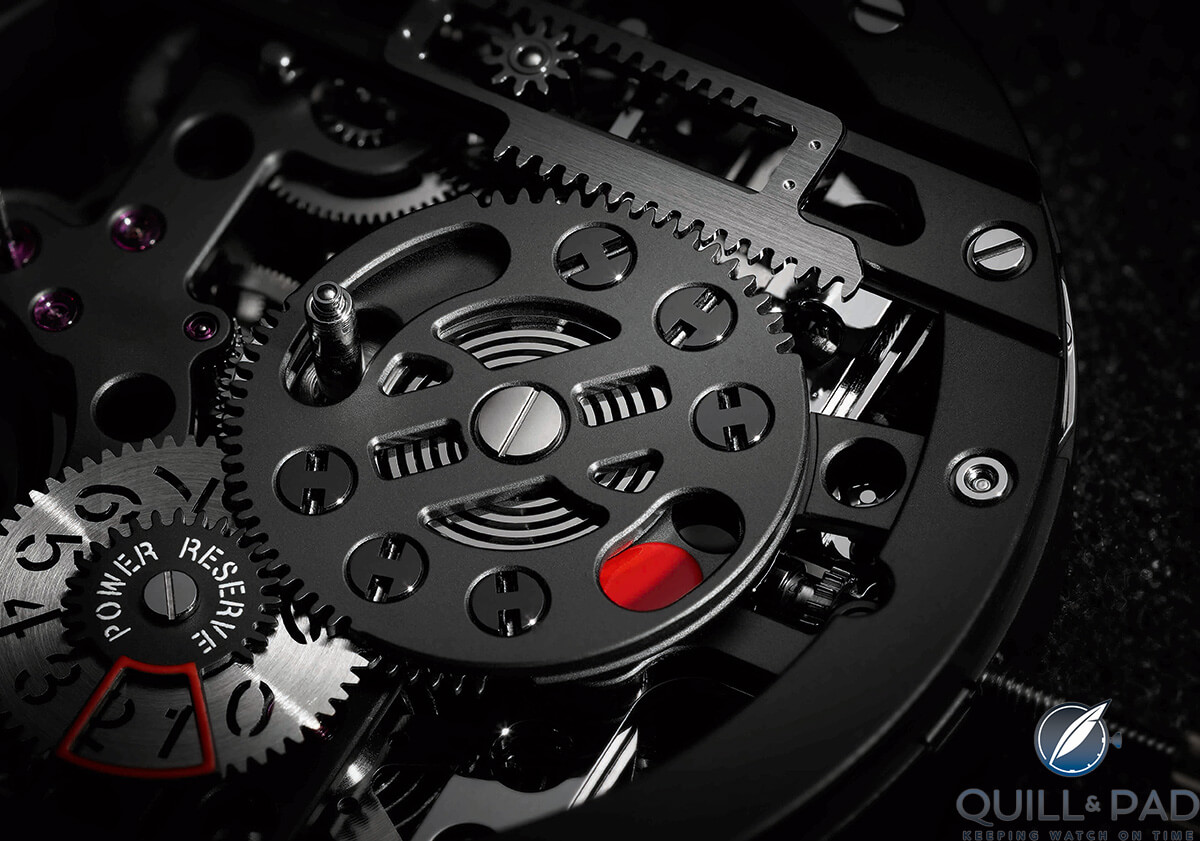 Top of one of the two mainsprings of the Hublot Big Bang MECA-10 