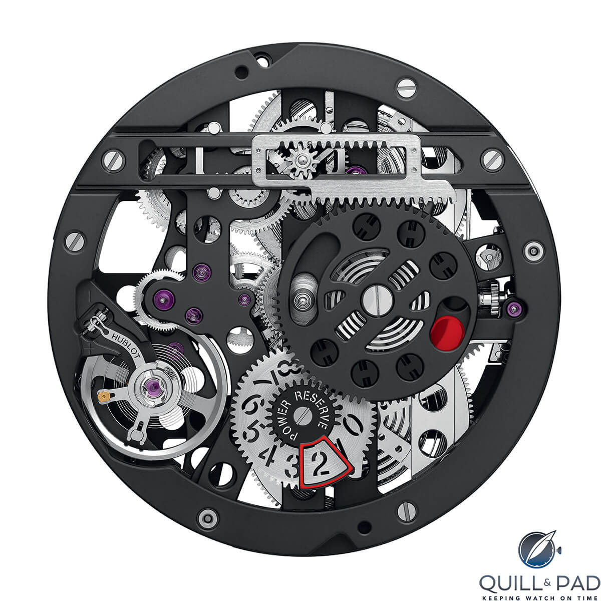 Top of the movement of the Hublot Big Bang MECA-10 