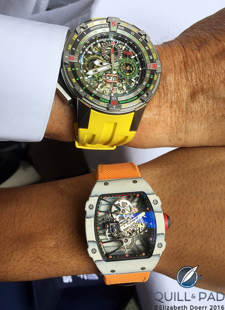 Richard Mille wearing his RM 60-01 Regatta (left) and Wayde van Niekerk wearing his RM 27-02 Rafael Nadal