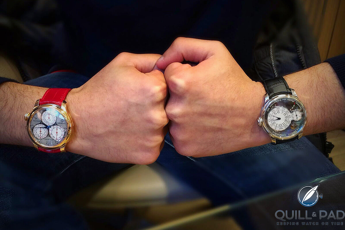 The Journe Guy aka OsamaS wearing a F.P. Journe Centigraph (left) and Chronomètre Optimum