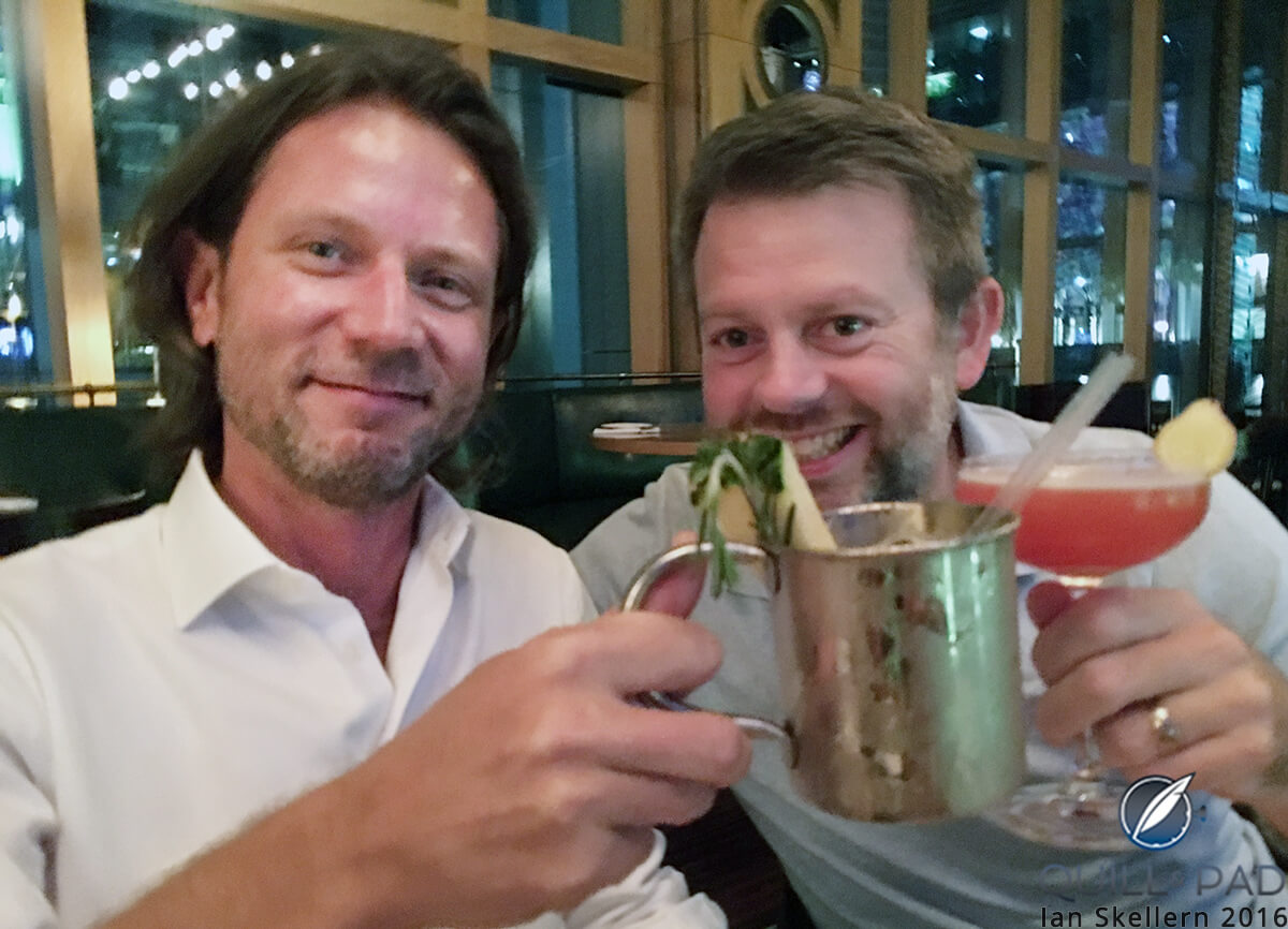 Dubai Watch Week isn't just about watches, it's also sharing pleasant moments with friends, in this instance Marc André Deschoux, editor-in-chief of TheWATCHES.tv (left) and Paul O'Neil, editor-in-chief of Worldtempus