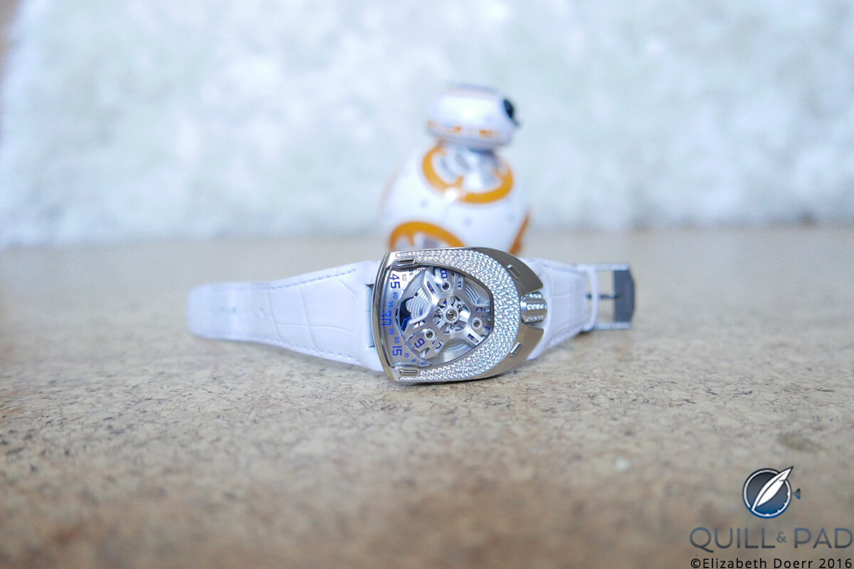 Urwerk UR-106 Lotus White with BB-8 in the background