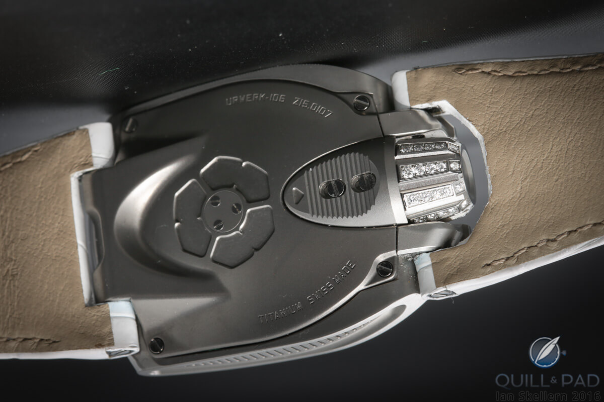 The back of the Urwerk UR-106 Lotus White
