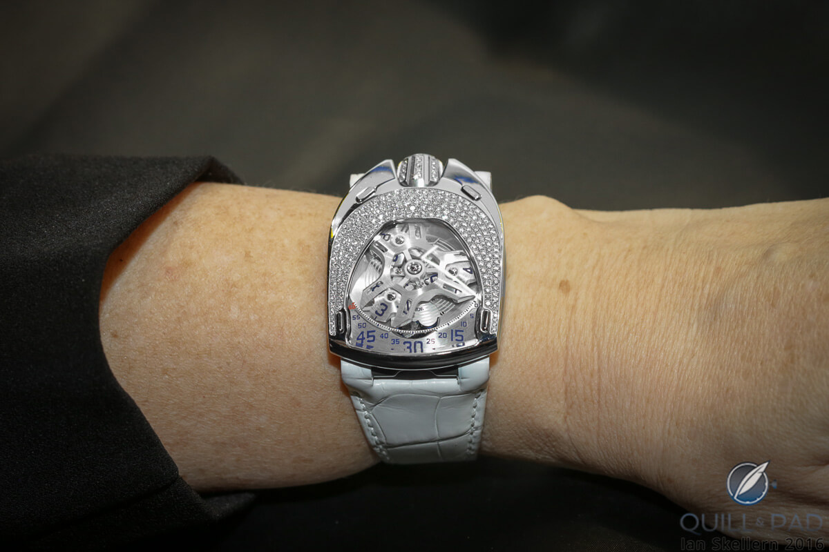 Urwerk UR-106 Lotus White on the wrist