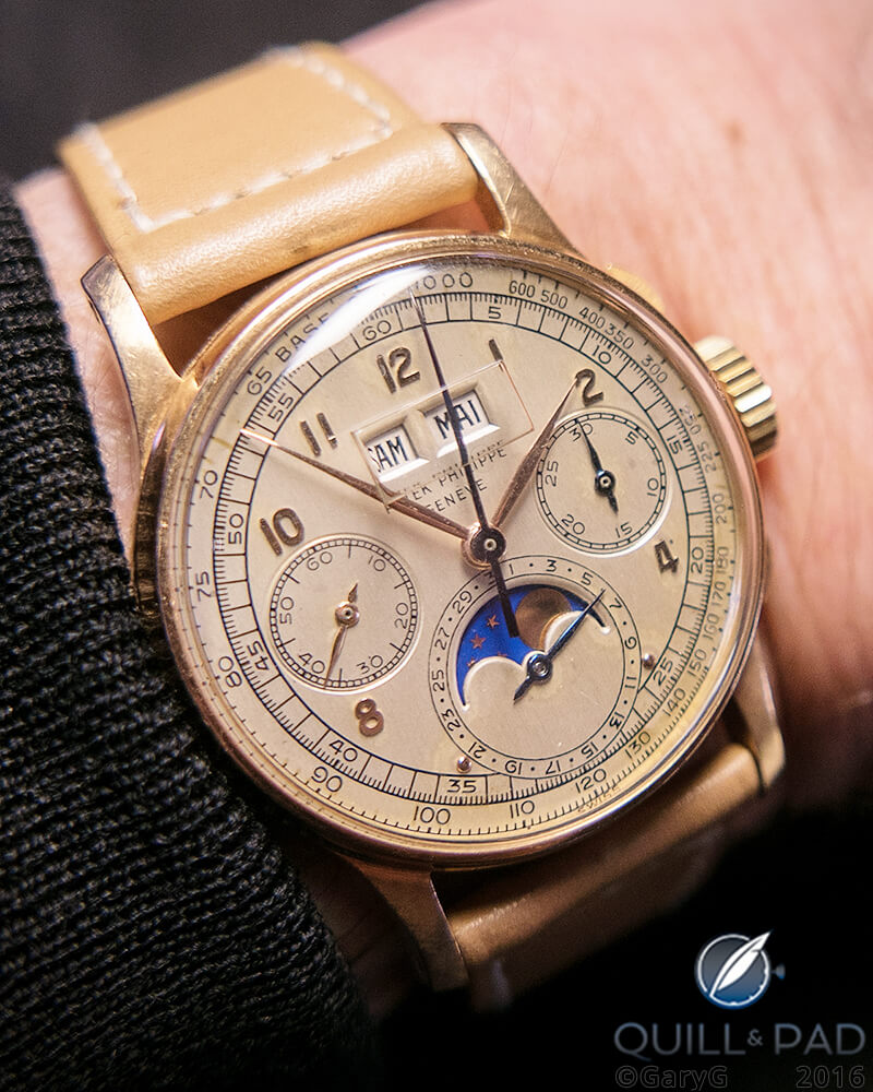 One of the top watches of recent auctions: Patek Philippe Reference 1518 in pink gold on the author’s wrist
