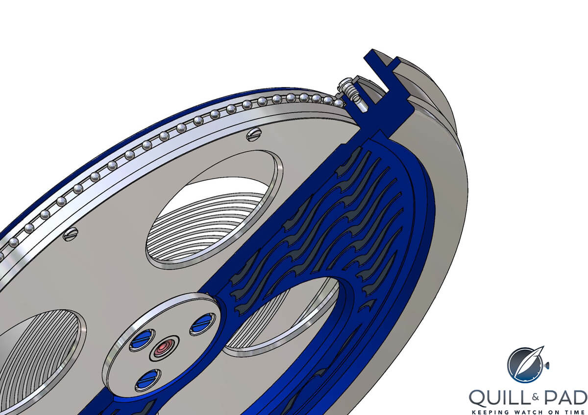 1. A non-lubricated spring barrel with 96 ball bearings in silicon