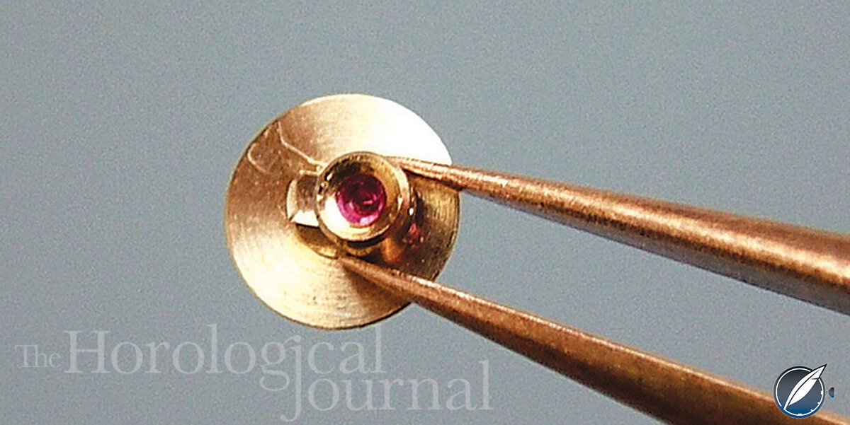 Jewel slid into dovetailed endpiece for Derek Pratt's H4 reconstruction (photo courtesy British Horological Journal)