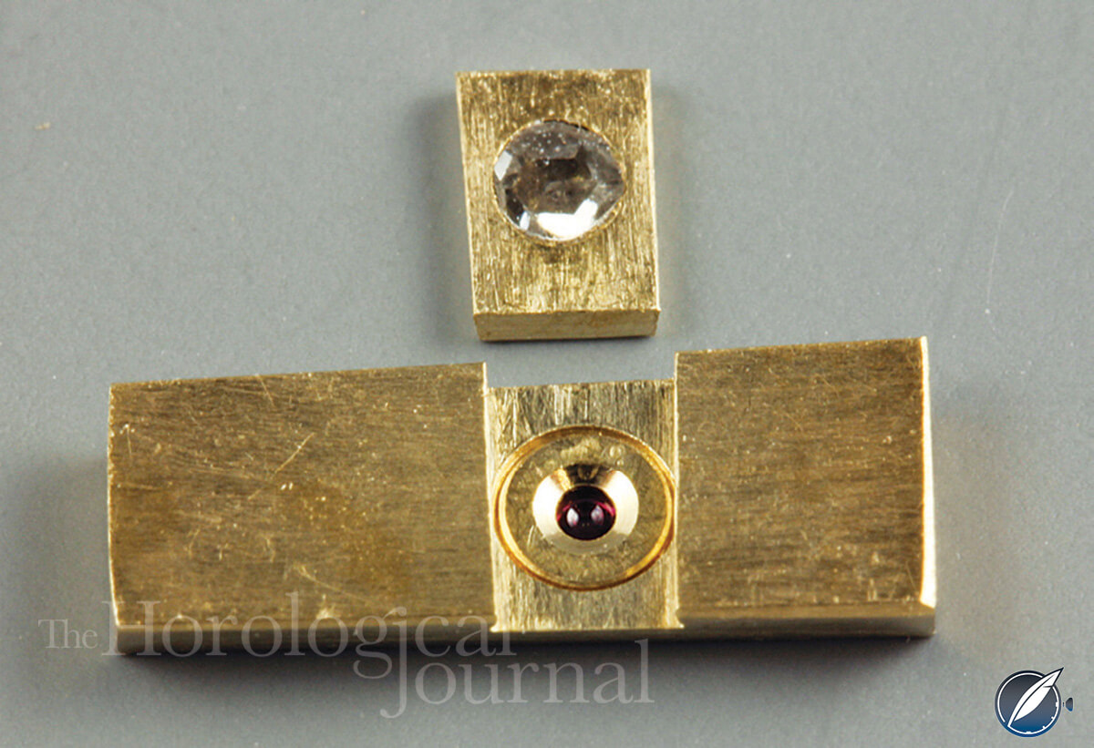 Front escape jewel hole with its diamond endstone for Derek Pratt's H4 reconstruction (photo courtesy British Horological Journal)