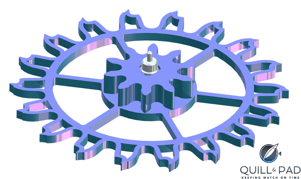 10. The escape wheel and pinion as a unit thanks to the dual-level DRIE process. It too requires no assembly and no finishing.