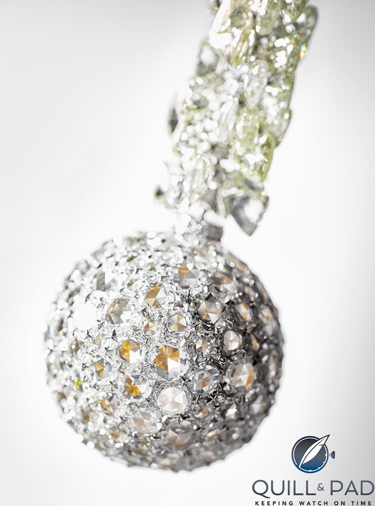 Paillettes Solaires necklace in platinum and yellow gold with rose-cut diamonds, yellow, orange and white brilliant-cut diamonds