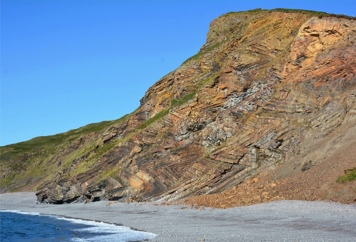 Chevron Folding at Millook Haven in Cornwall England (photo courtesy Edmund Shaw/Wikipedia)