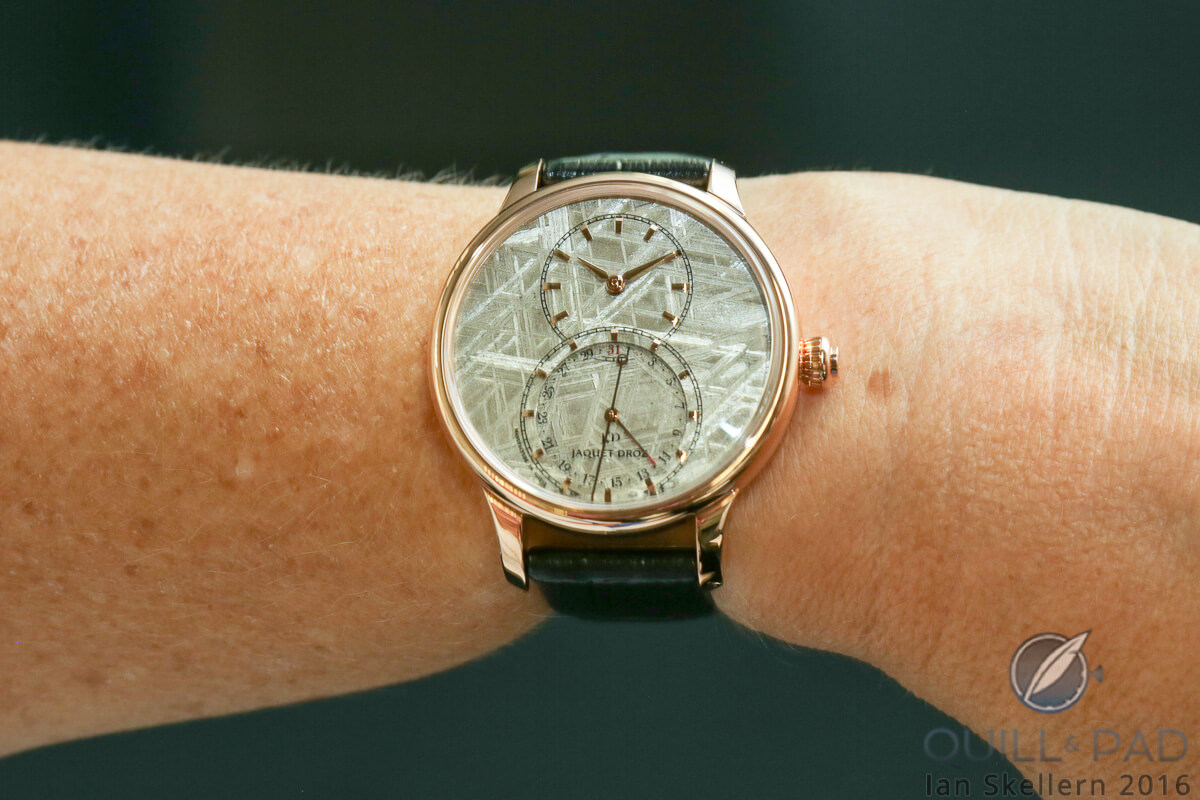 Jaquet Droz Grande Séconde Quantième Meteorite on the wrist