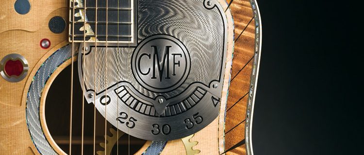Time-themed body details on the Martin two millionth guitar