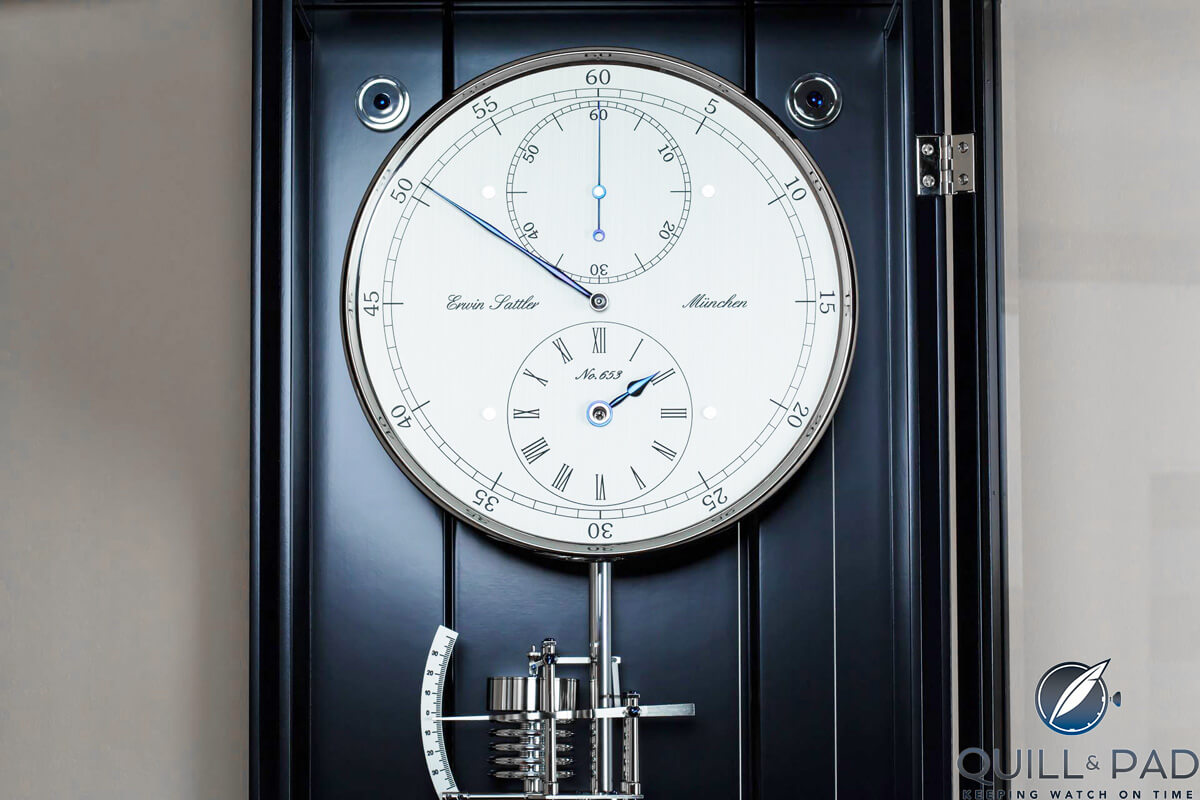 Regulator dial of the Sattler Classica Secunda 1985 (photo courtesy Hartmut Kraft)