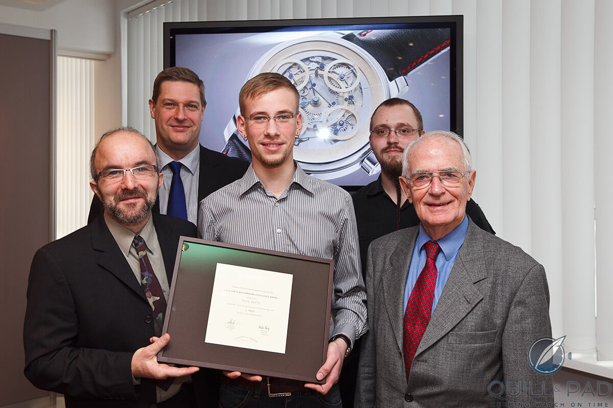 Walter Lange with finalists of A. Lange & Söhne’s young watchmaker competition in 2010