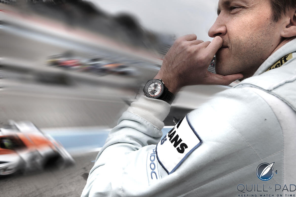 Jaeger-LeCoultre Amvox 5 World Chronograph on the wrist of Aston Martin racing driver Harold Primat