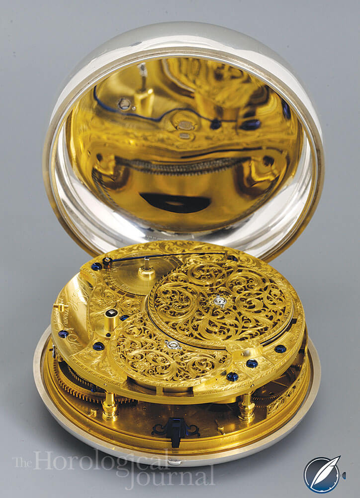 Derek Pratt’s H4 showing the completed movement and Charles Scarr’s piercing and engraving
