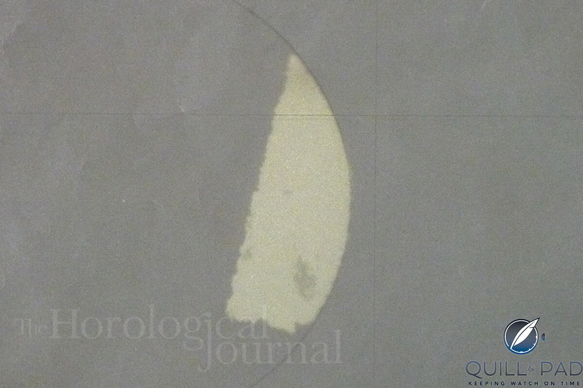 Checking the curve of a diamond pallet on the profile projector for Derek Pratt's H4 reconstruction (photo courtesy British Horological Journal)