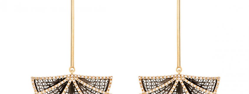 Eleuterio earrings in yellow gold and ruthenium from the Couture collection