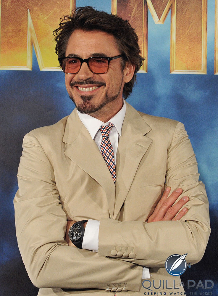 Robert Downey, Jr. wearing the Jaeger-LeCoultre Amvox 3 that he also wore in the film 'Iron Man 2'