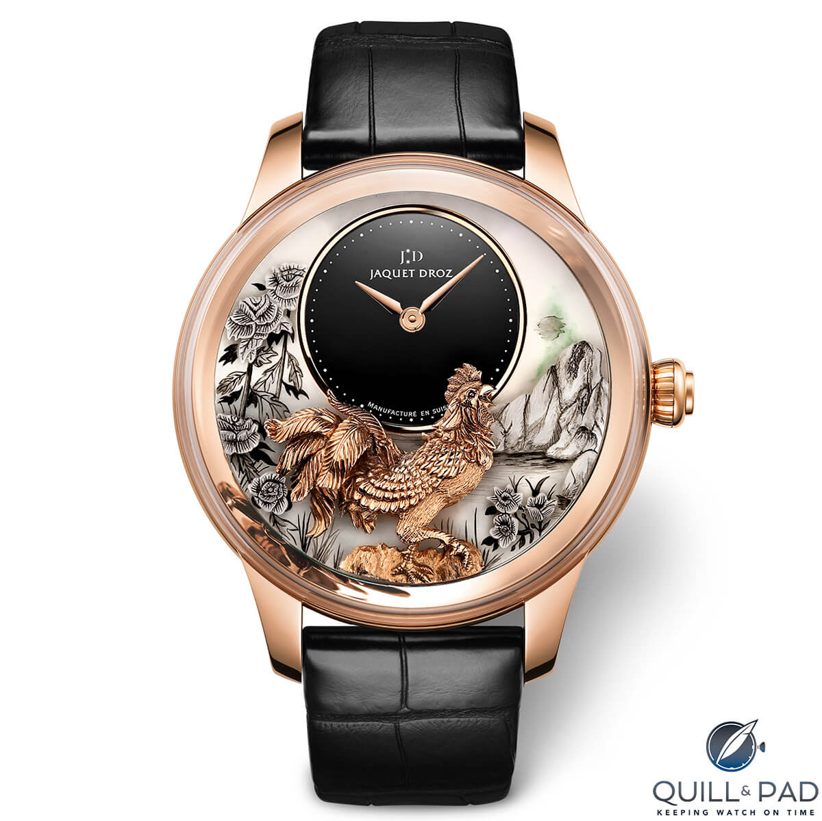Jaquet Droz Petite Heure Minute Relief Rooster