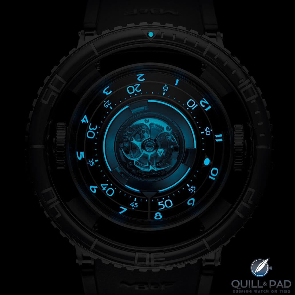 MB&F HM7 Aquapod glowing in the dark