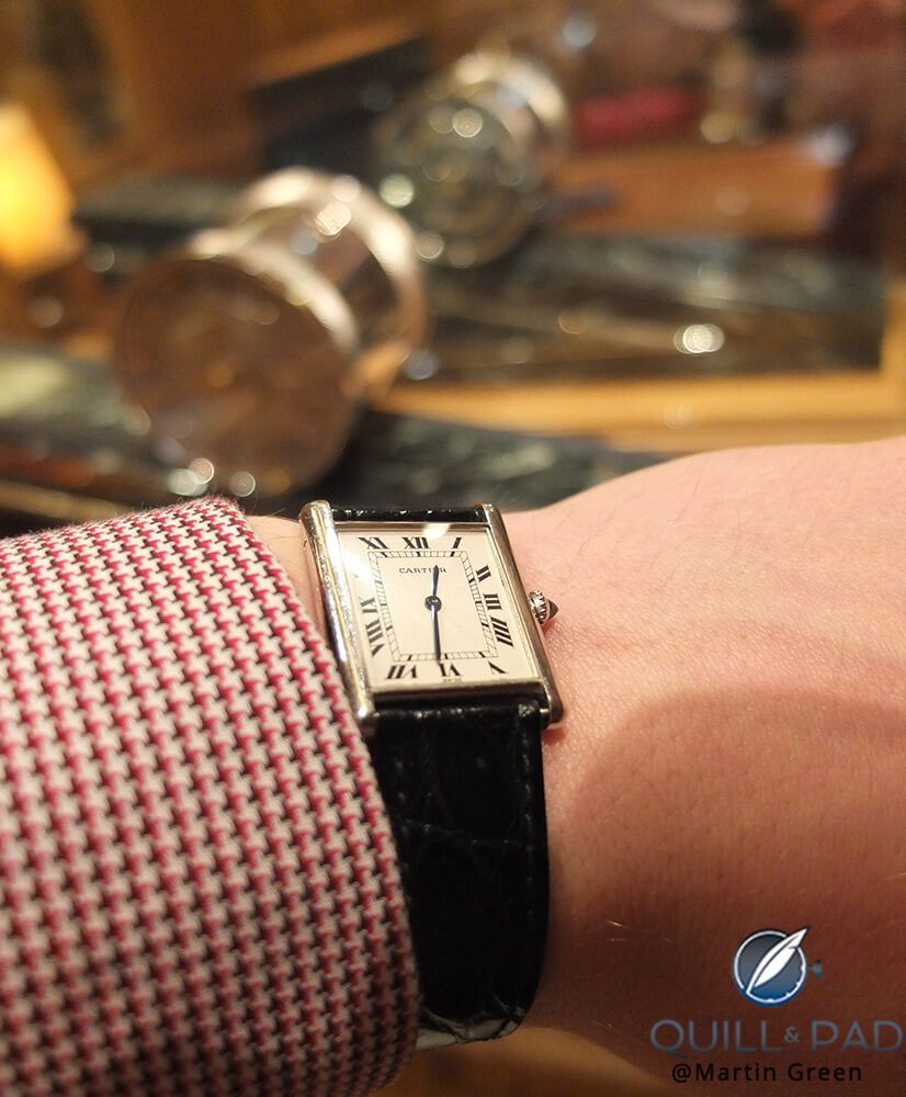 Pre-CPCP Louis Carter Tank with unique piece Cartier 8-day clock in Louis Cartier's former office at the Cartier Paris boutique at 13 Rue de la Paix