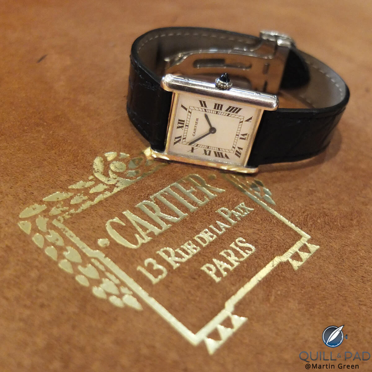 Pre-CPCP Louis Cartier Tank on the former desk of Louis Cartier in Paris