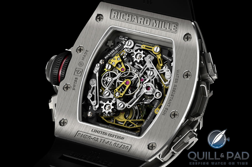 Back of the Richard Mille RM 50-02 Airbus ACJ Tourbilon Split-Seconds