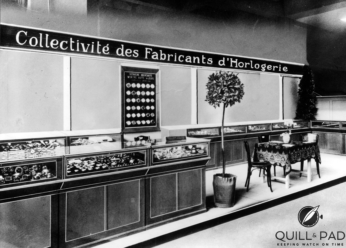 A look inside the halls of the Schweizer Uhrenmesse (today’s Baselworld) in 1932 (photo courtesy MCH Messe Basel)