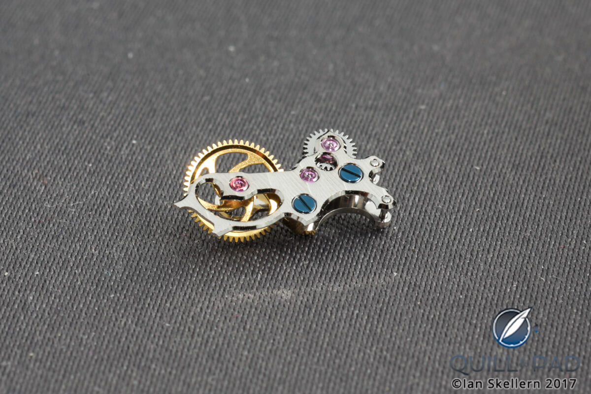 The patented AgenClutch engages and disengages the chronograph mechanism