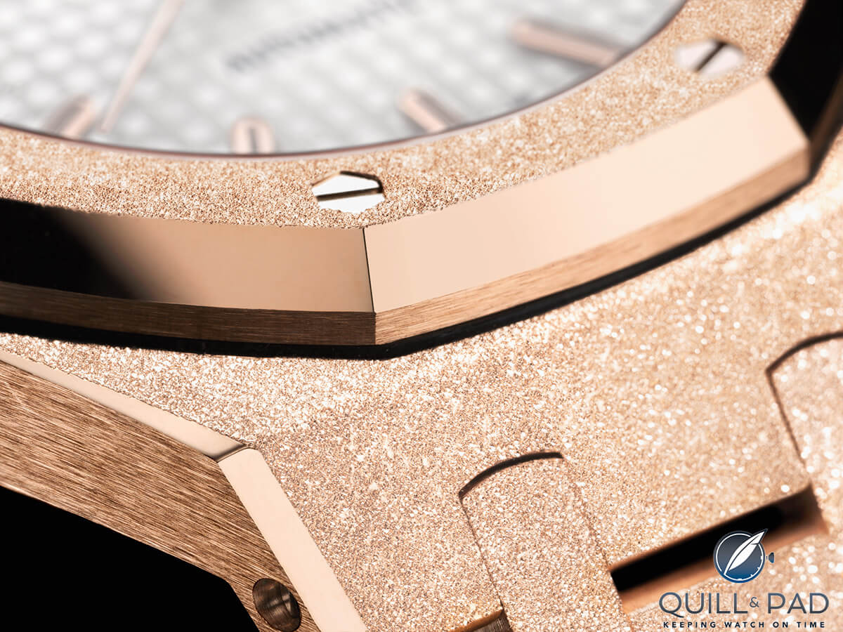 Audemars Piguet Royal Oak Frosted Gold case detail
