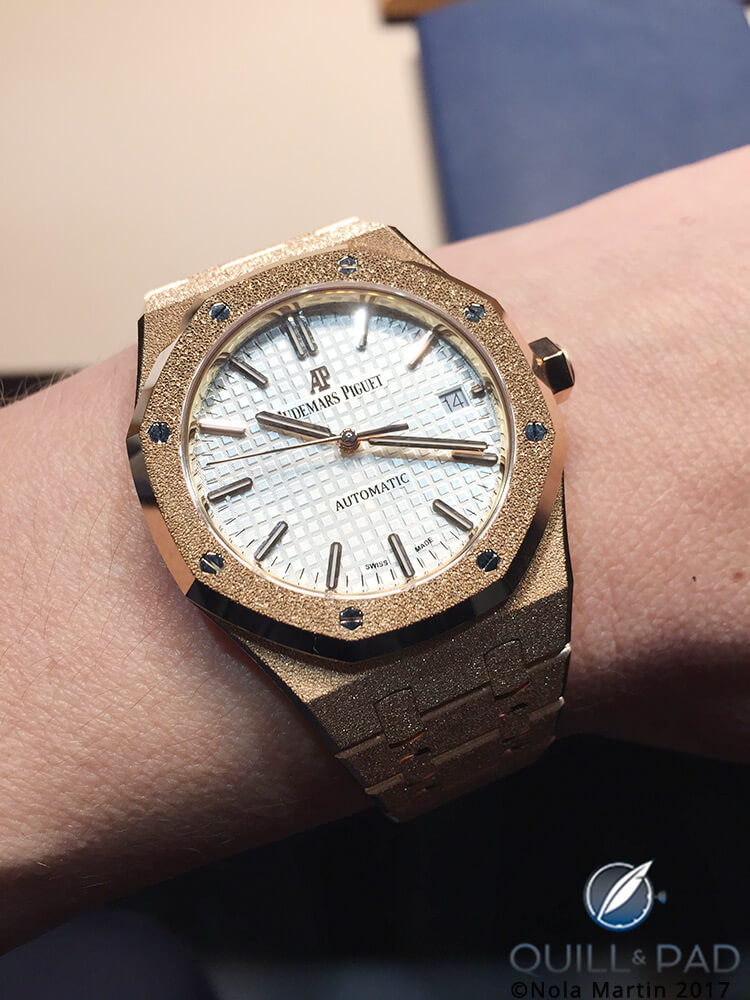 Audemars Piguet Royal Oak Frosted Gold on the wrist