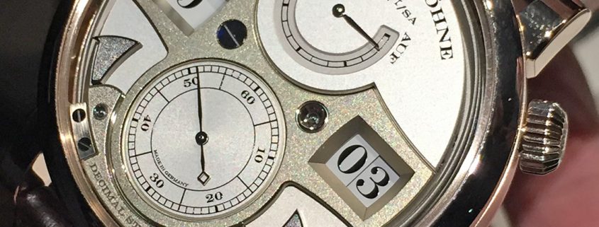 Beautiful tremblage engraving on the Lange Zeitwerk Decimal Strike