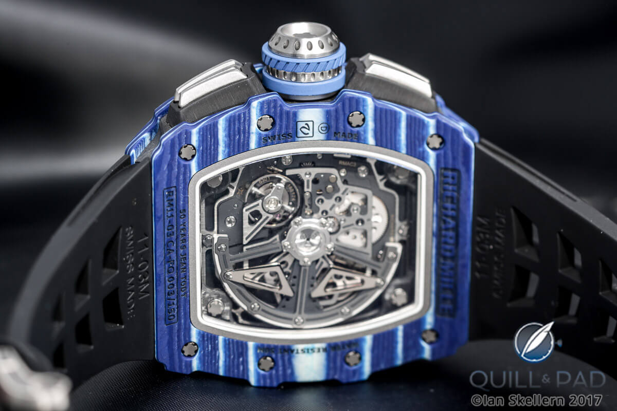 View through the display back of the Richard Mille RM11-03 Jean Todt