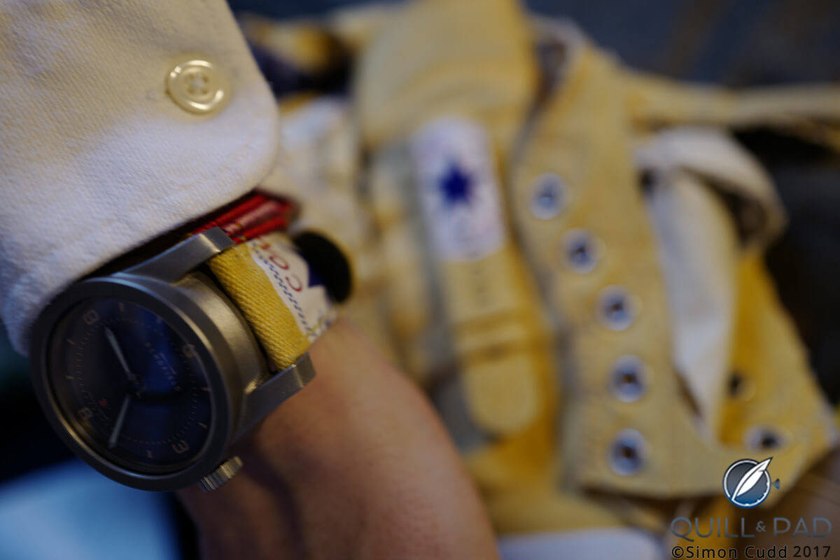 Yellow Converse watch strap on Schofield Signalman DLC