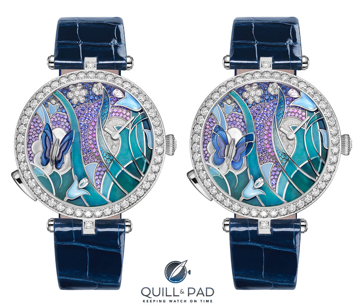 Van Cleef & Arpels Lady Arpels Papillon Automate with wings closed (left) and wings open