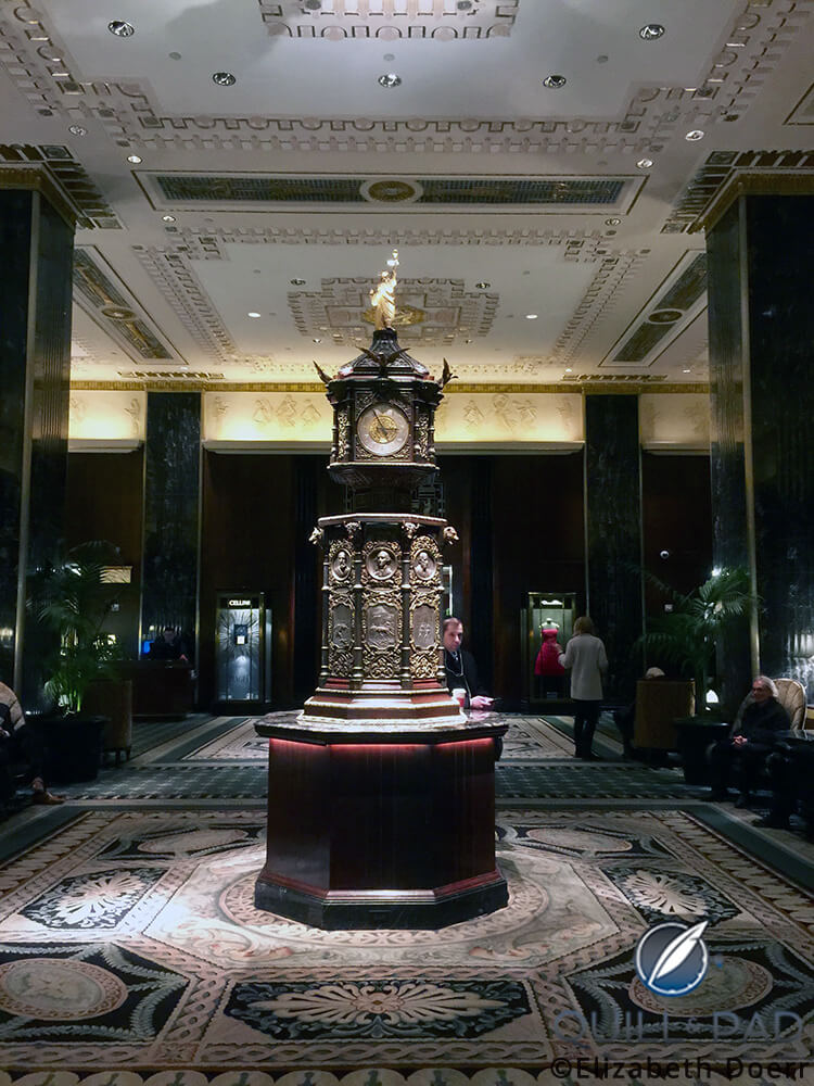 Clock in the lobby of the Waldorf Astoria hotel, New York