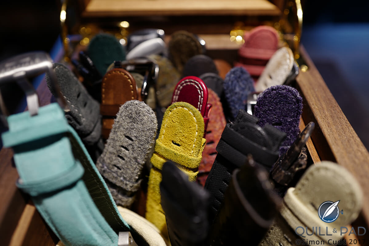 Part of the author's colorful strap collection