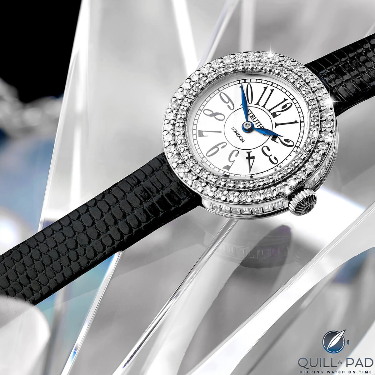 The Struthers Polly: this is a bespoke watch project powered by a refurbished IWC Caliber 96 from the 1940s that began with 118 diamonds from a pair of the client’s earrings