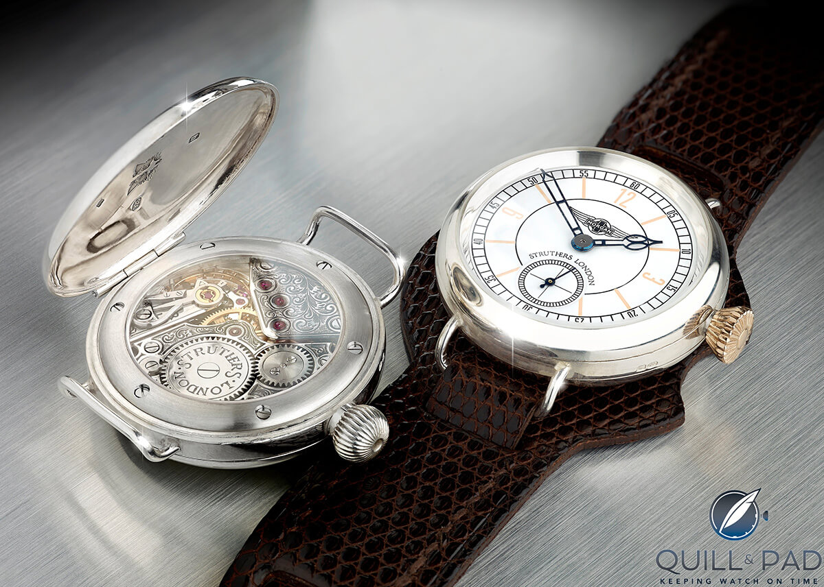 The Struthers for Morgan Motor Company retro trench watch with refurbished vintage Omega 26 series movement