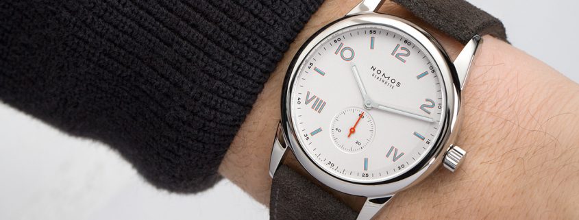 The Nomos Glashütte Club 38 Campus on the wrist