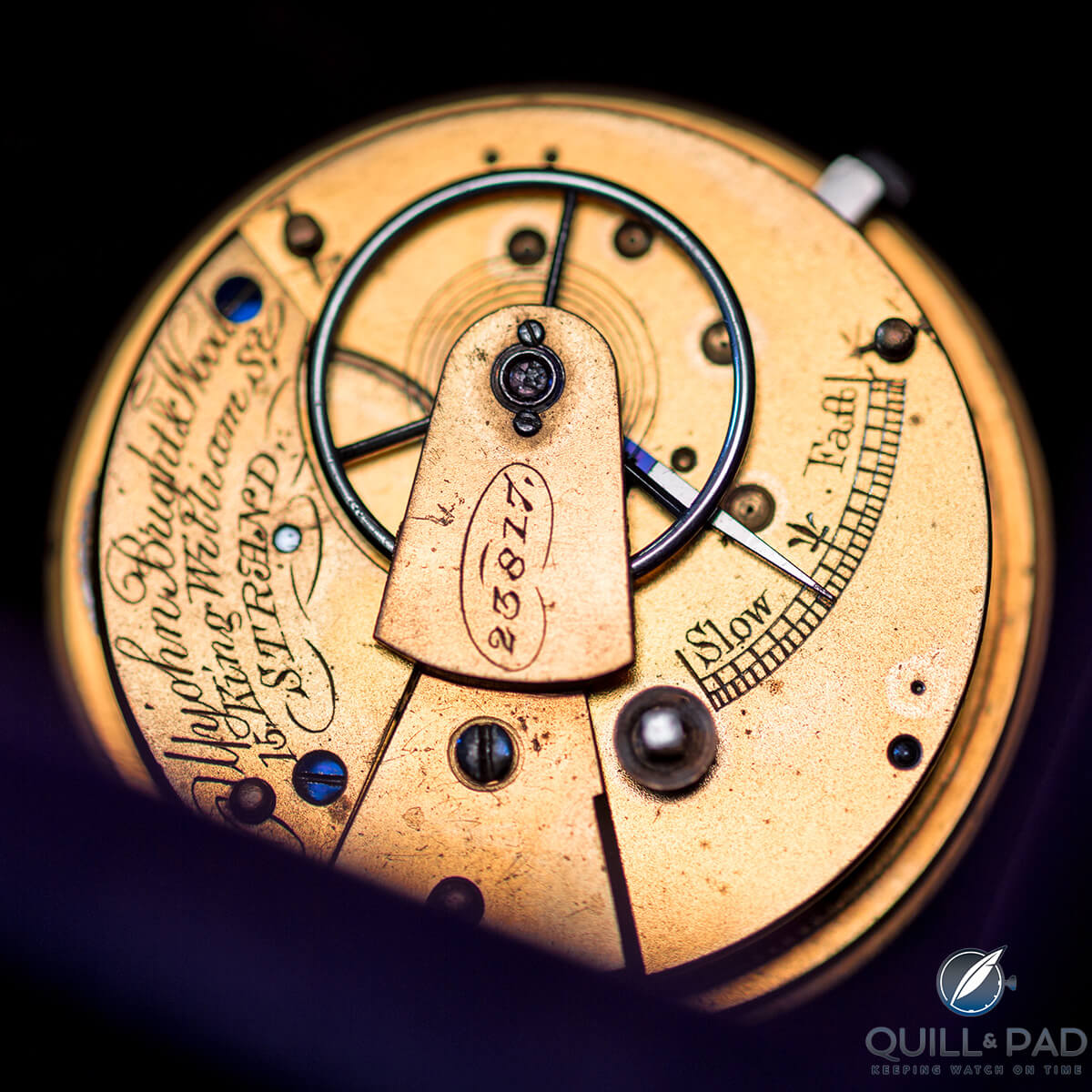 A historical English movement awaiting refurbishment at the Struthers workshop