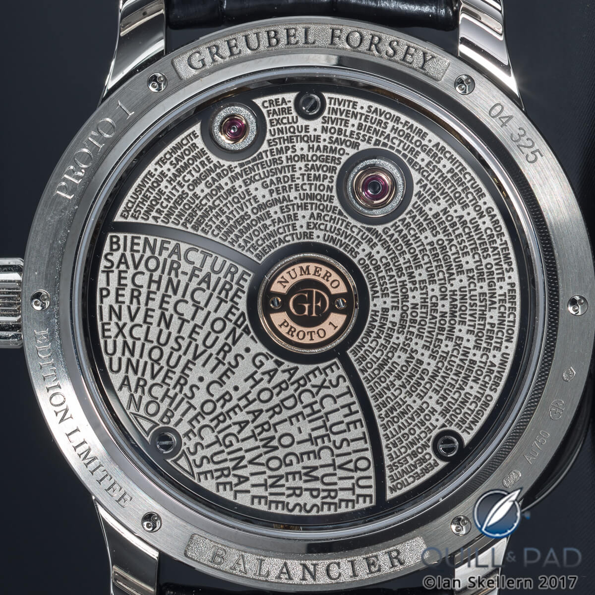 View through the display back of the Greubel Forsey Balancier