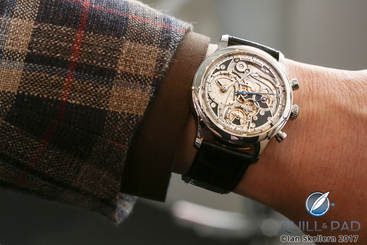 Hajime Asaoka Chronograph on the wrist of its creator