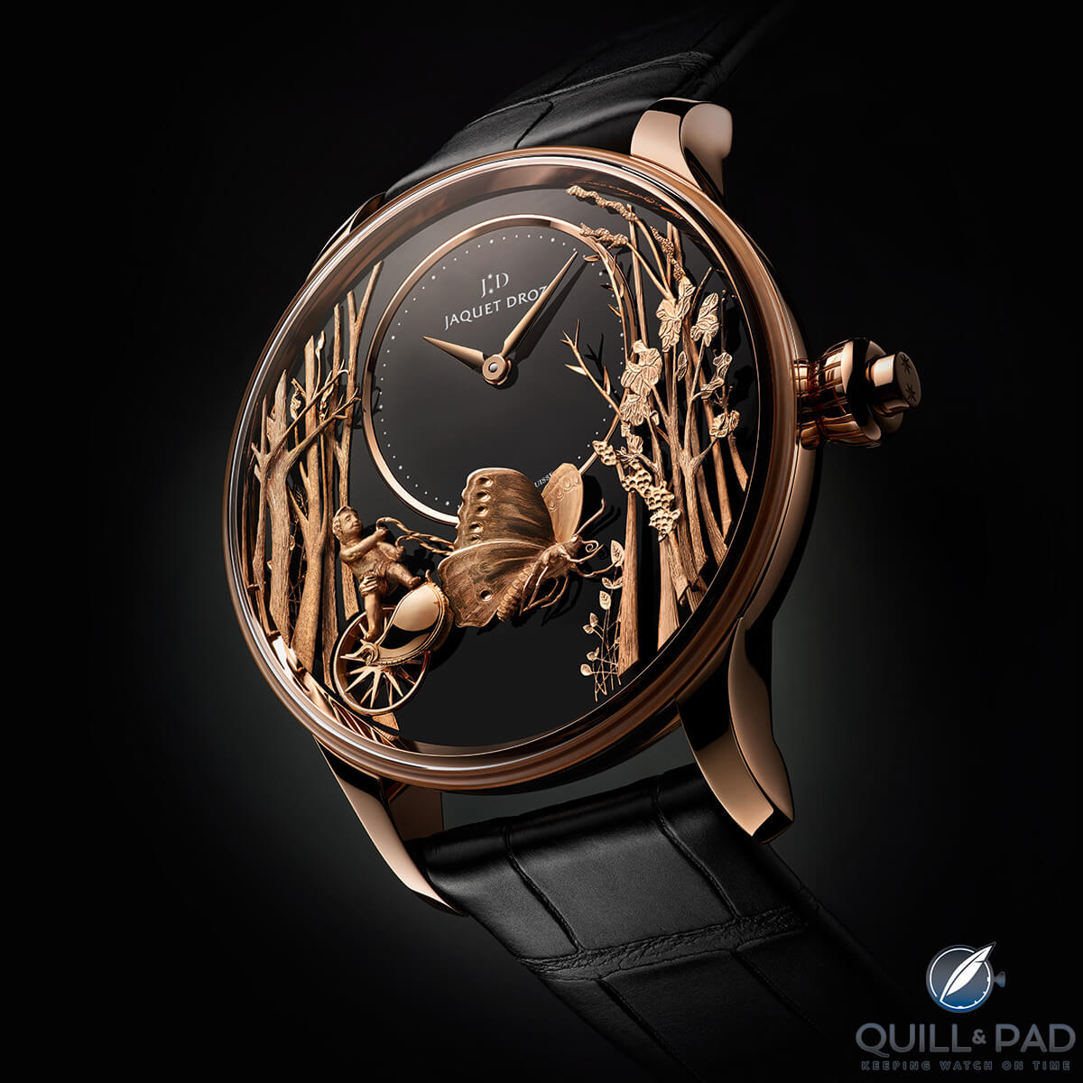 Jaquet Droz Loving Butterfly automaton in pink gold