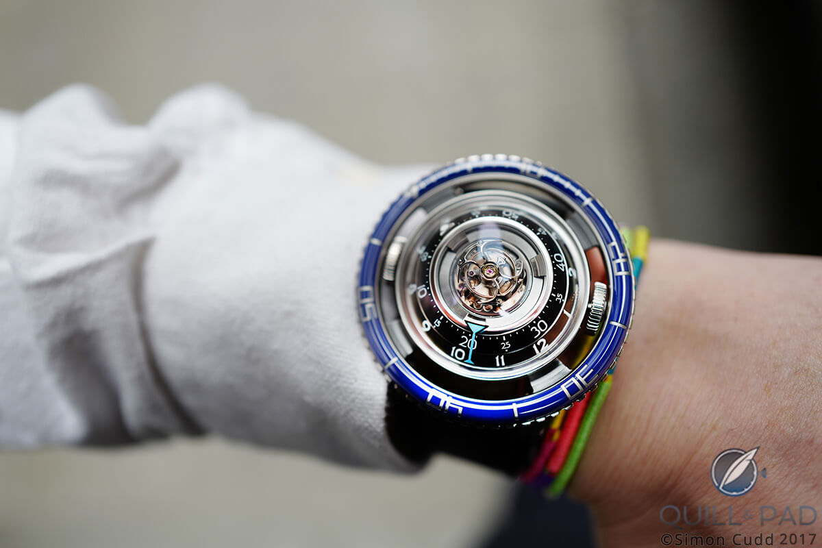 MB&F Horological Machine No. 7 Aquapod on the wrist