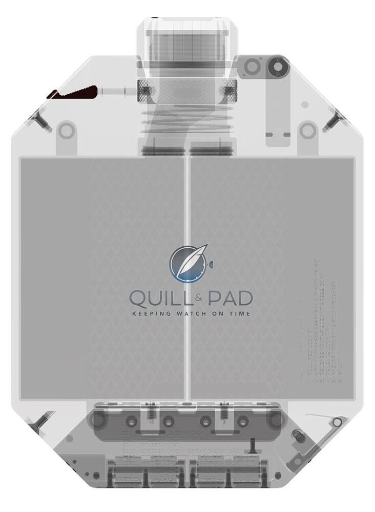 X-Ray of The Macallan whiskey mechanical hip flask by Urwerk