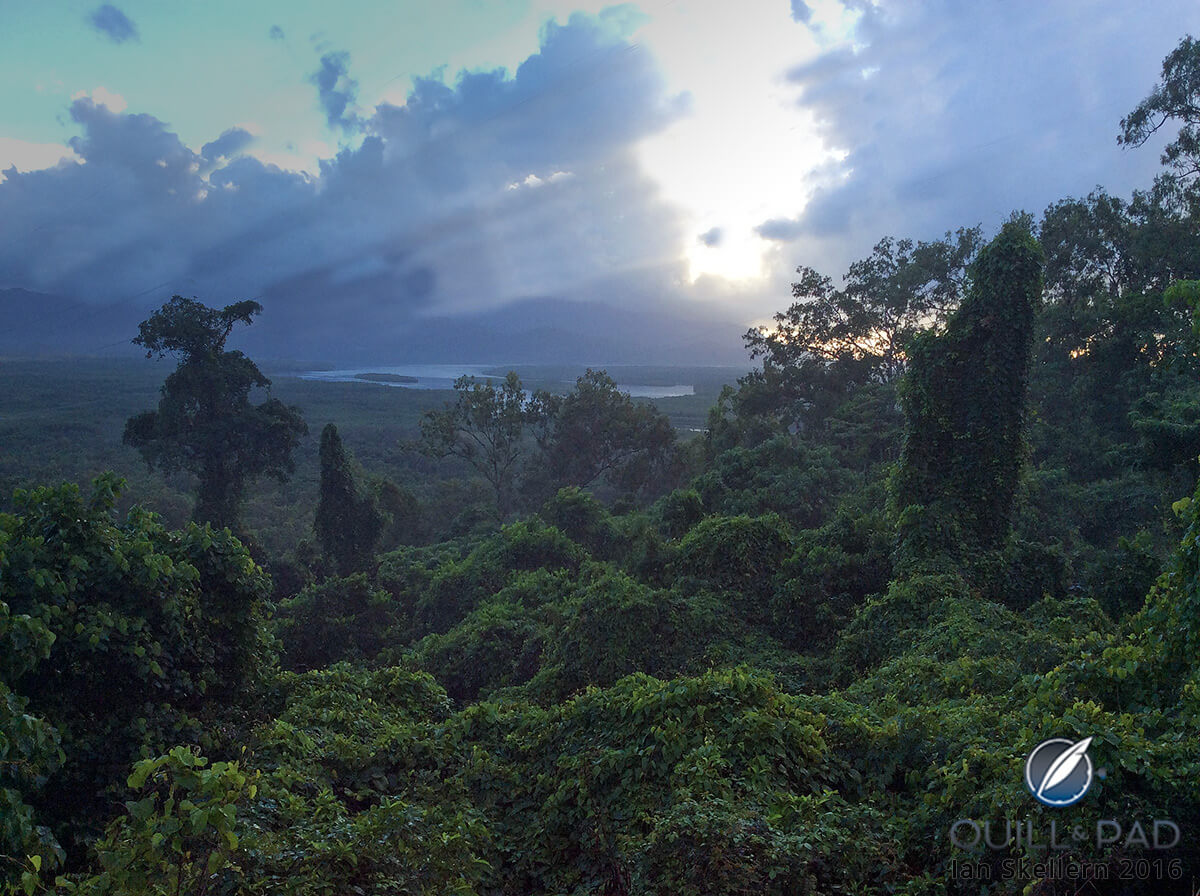 Sun rising over the coastal rainforest near Cardwell, North Queensland